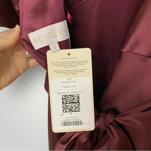 REVERLY Maya Satin Dress in Cabernet Sz 8 - Picture 6 of 13
